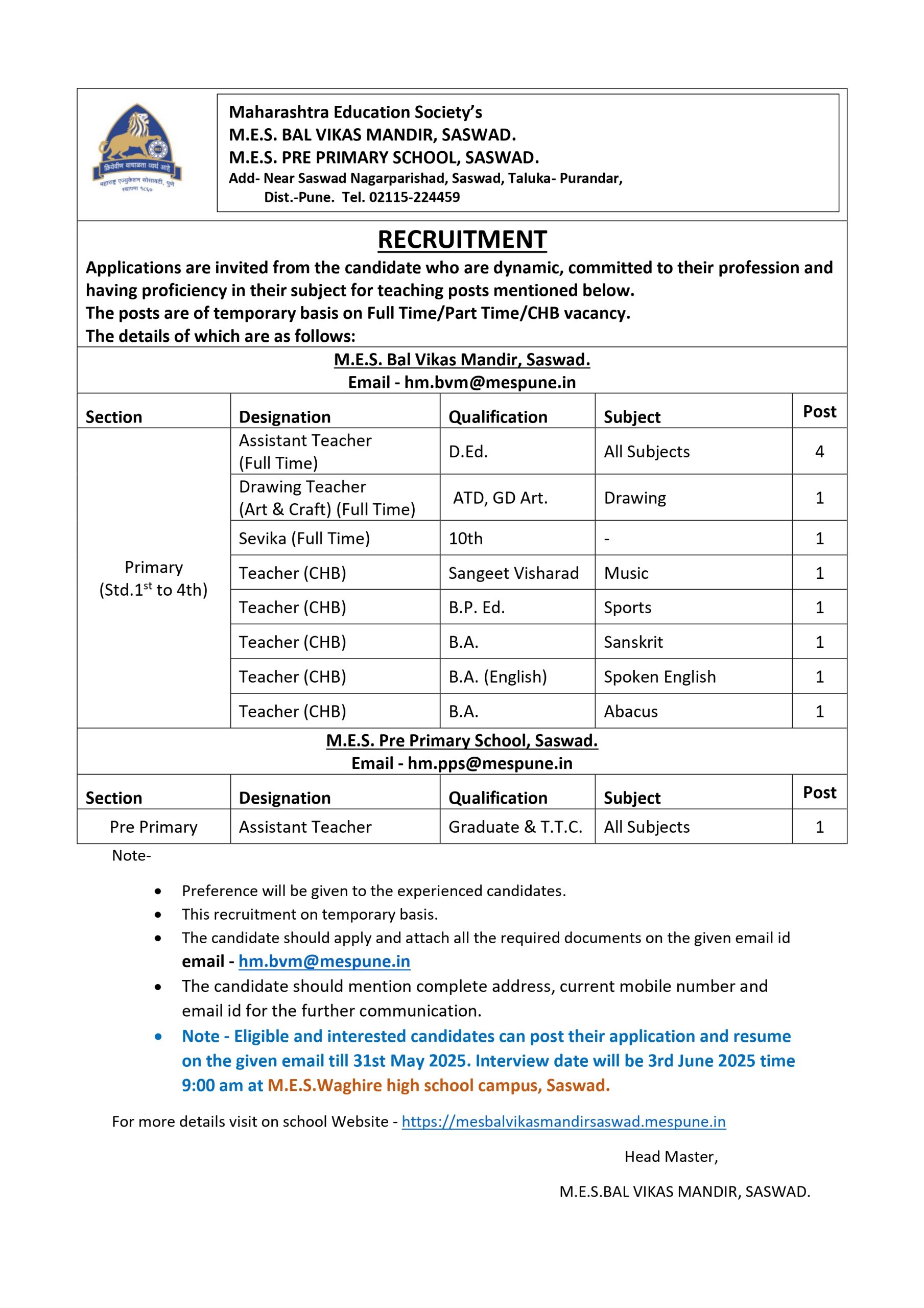 RECRUITMENT